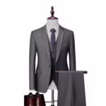 Blazers d'affaires à 2 boutons - costume trois pièces - smoking décontracté (vestes + gilet + pantalon) – Image 4