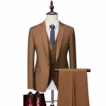 Blazers d'affaires à 2 boutons - costume trois pièces - smoking décontracté (vestes + gilet + pantalon) – Image 2