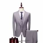 Blazers d'affaires à 2 boutons - costume trois pièces - smoking décontracté (vestes + gilet + pantalon) – Image 3