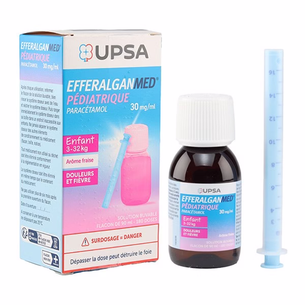 Efferalgan sirop pédiatrique Fraise - Contenance : 90 ml