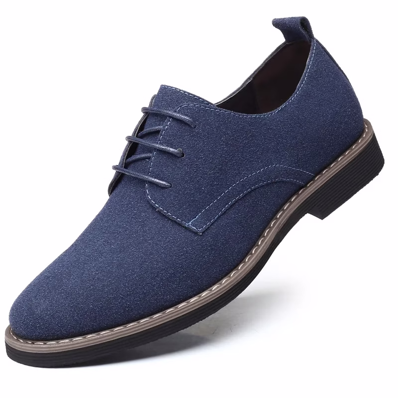 Mens Shoes Large Low Cut Pointed Tip Frosted Suede Leather Single Shoes Lace up Outdoor Workwear and Casual Shoes Wholesale