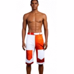 Pantalon court mixte en Wax traditionnel et coton blanc – Image 2