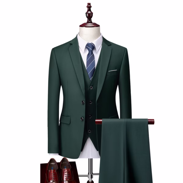 Blazers d'affaires à 2 boutons - costume trois pièces - smoking décontracté (vestes + gilet + pantalon) – Image 1