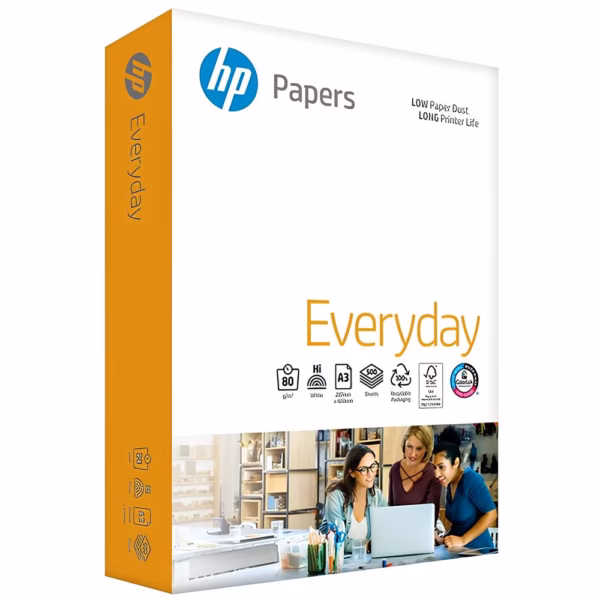 HP Lot de 500 feuilles de papier pour imprimante Everyday A4, 210 x 297 mm, 75 g/m², 1 rame, papier de copie certifié FSC – Image 1