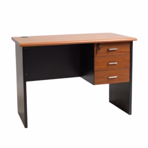 Table-bureau agent en bois MFC, surface HPL avec 3 tiroirs + 2 sorties câbles avec bouchon, 120*60*75cm